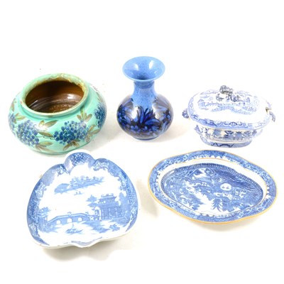 Lot 120 - Moorcroft vase, blue, with flower decoration,...