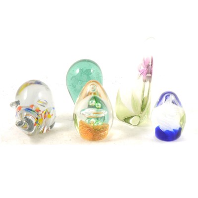 Lot 126 - Edwardian green glass paperweight containing...