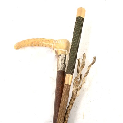 Lot 157 - Riding crop with silver mounts, together with...
