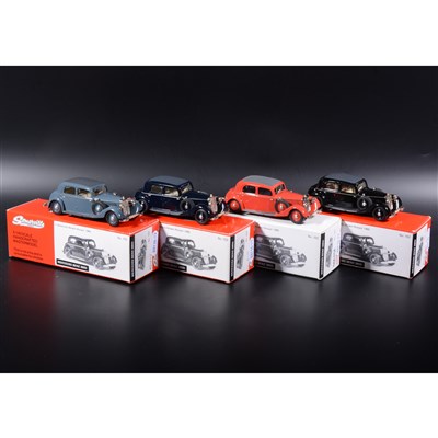 Lot 268 - Somerville 1:43 scale white metal models; four no.102 Mercedes-Benz 260D, in blue, orange, black and dark blue, boxed