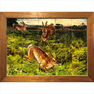 Lot 2 - A Victorian hand-painted twenty-tile panel