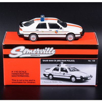 Lot 492 - Somerville 1:43 scale white metal model; no.139 Saab 9000 (Belgian Police), boxed