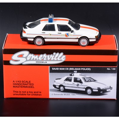 Lot 494 - Somerville 1:43 scale white metal model; no.139 Saab 9000 (Belgian Police), boxed
