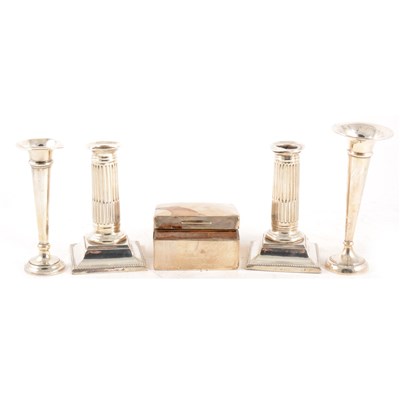 Lot 199A - Quantity of silver items, including pair of fluted short candlesticks