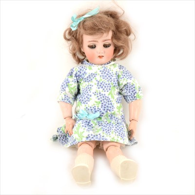 Lot 119 - Simon and Halbig bisque head doll, 4 1/2 stamp head, with sleeping eyes, open mouth, composition body, 32cm.