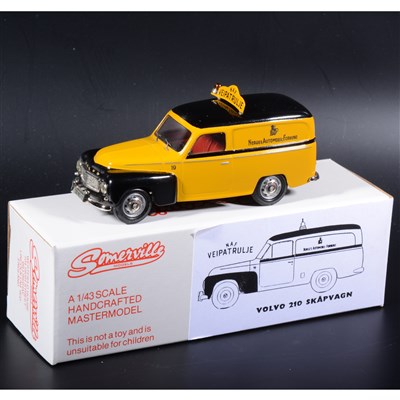 Lot 504 - Somerville 1:43 scale white metal model; no.140 Volvo Panel Van, in rare yellow/black 'Norges Automobil-Forbund' transfers, boxed.