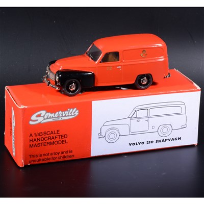 Lot 505 - Somerville 1:43 scale white metal model; no.140 Volvo Panel Van, in rare 'Post Office' red, boxed.