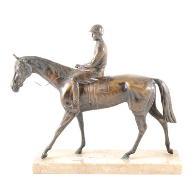 Lot 84 - A bronze group, Racehorse and Jockey, ...