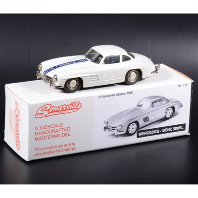 Lot 277 - Somerville 1:43 scale white metal model; no.105 Mercedes-Benz 300SL in rare white 'Cambuslang' transfers, boxed.