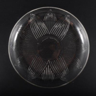 Lot 36B - A 'Lotus' design clear glass shallow bowl/ dish, by René Lalique.
