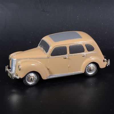 Lot 446 - A Somerville metal and wood mock-up prototype of the no.145 Ford Prefect 1950, painted light brown, with rubber tyres, 9.5cm.