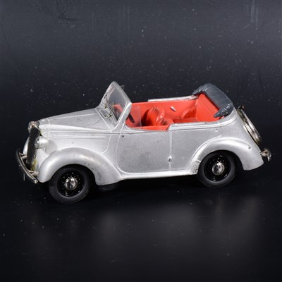 Lot 448 - A Somerville metal mock-up prototype of the no.152A Vauxhall 'H' type 10 1939, partly painted, with rubber tyres, 9.5cm.