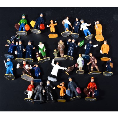 Lot 456 - A set of twenty eight metal railway figures, cast from Frank Hornbys' original moulds cast and hand painted by Somerville models, painted.