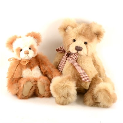 Lot 176 - Charlie Bears, "Paige", 40cm, with name tag, and one other with ginger and white fur, no name tag, 30cm.