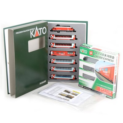 Lot 81 - Kanto N gauge precision railroad models; 10-1146 Glacier Express seven car set