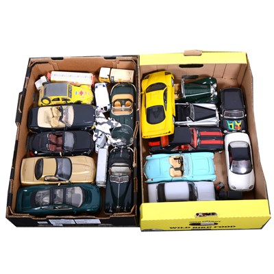 Lot 291 - Twenty-eight, 1:18 scale and smaller model cars and vehicles, including makers Maiysto, Mini-champs