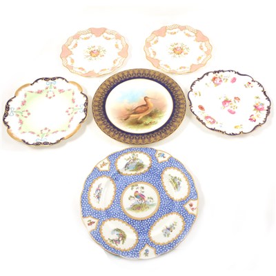 Lot 13 - A George Jones cabinet plate, decorated with bird vignettes, ...