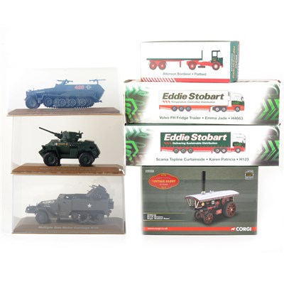 Lot 294 - Small selection of die-cast model vehicles, including Eddie Stobart trucks, Atlas Edition models, military vehicles etc.
