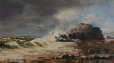 Lot 460 - J Snape, Figures by a Stormy Sea
