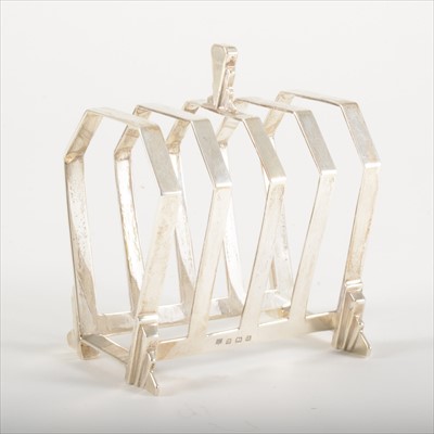 Lot 135 - An Art Deco silver toast rack, Birmingham, 1933