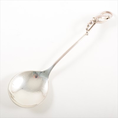 Lot 188 - A sterling silver preserve spoon, Georg Jensen, post-1945.