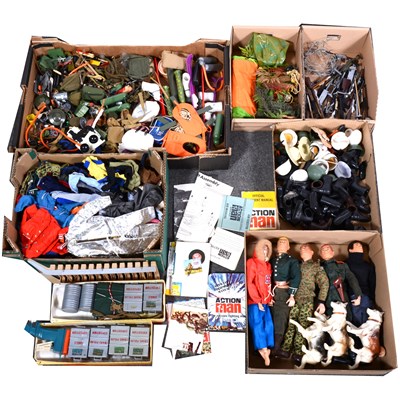 Lot 154 - Large quantity of Action Man clothing and accessories, and four figures.