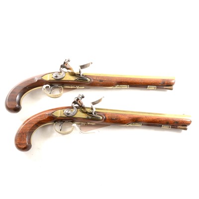 Lot 238 - Pair of flintlock pistols by W Henshaw, London