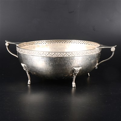 Lot 106 - A silver hammered finish bowl, Albert Edward Jones, ...