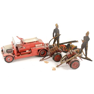 Lot 116 - A scratch-built model of a Field Hay Stack fires engine, c1920, hose trailers and firemen cut-out.
