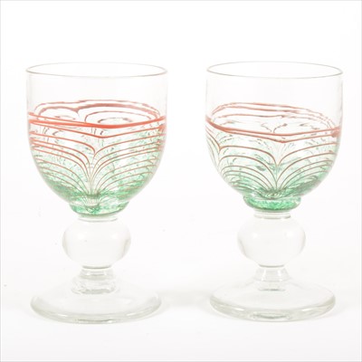 Lot 308 - A pair of studio glass goblets, by George Elliott of Bewdley, 1980s.