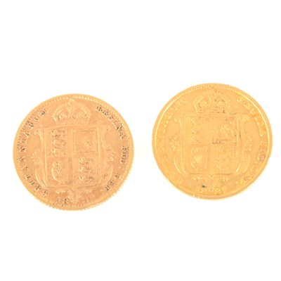 Lot 193 - Two Half Sovereigns - Victoria Jubilee Head Shield Back 1887, 1892