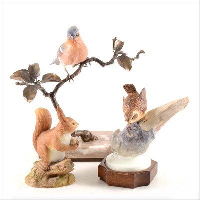 Lot 79 - Red squirrel - Aynsley Porcelain 1975, wren - Albany Fine China, chaffinch - Albany Fine China with certificate.
