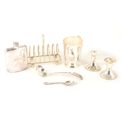 Lot 131 - A silver-plated hip flask, ...