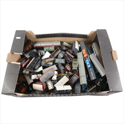 Lot 84 - OO gauge model railway wagons and rolling stock, one box full of loose examples, Horny, Tri-ang, Graham Farish.