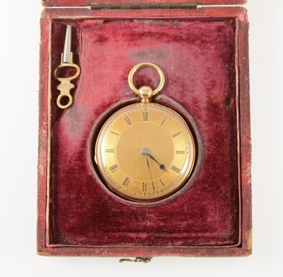 Lot 196 - An small 18 carat yellow gold open face fob watch.