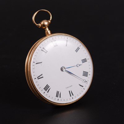 Lot 172 - Lepine - a quarter hour repeating open face pocket watch.