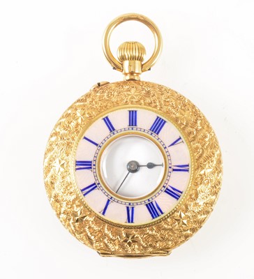 Lot 190 - A small yellow metal demi hunter pocket watch.