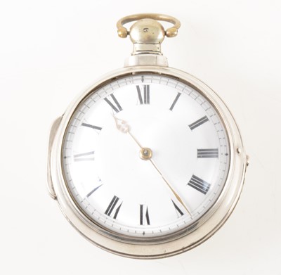 Lot 204 - A silver pair case pocket watch.