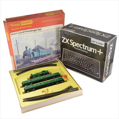 Lot 334 - Sinclair ZX Spectrum+ vintage home computer, boxed and OO gauge model railways