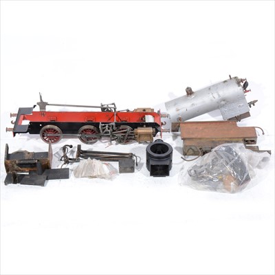 Lot 40 - A part built 3.5 inch gauge model live steam locomotive; most parts appear to be there but is unchecked, comes with a bag of small parts and pieces.