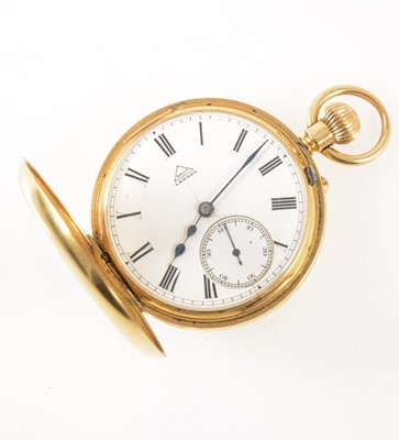 Lot 185 - Dent London - an 18 carat yellow gold demi-hunter pocket watch.