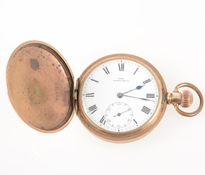 Lot 200 - The Inwajeco - a gold-plated full hunter pocket watch.
