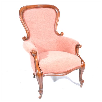 Lot 288 - A Victorian mahogany easychair, reupholstered,...