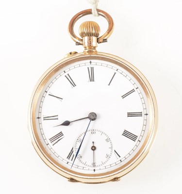 Lot 182 - A small yellow metal open face pocket watch.