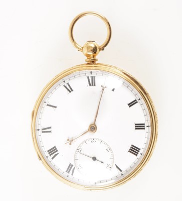 Lot 177 - An 18 carat yellow gold open face pocket watch.