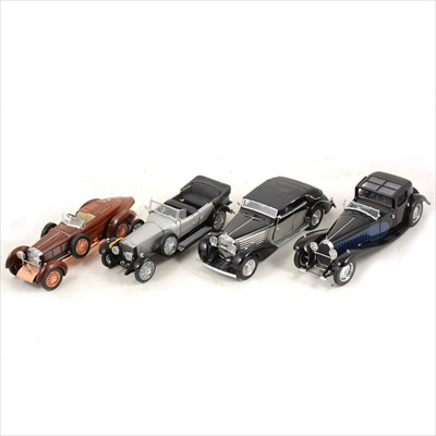 Lot 207 - Franklin Mint 1:18 scale models; four including Hispano-Suiza in Tulipwood, etc.