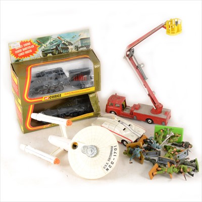 Lot 153 - Dinky, Corgi and Matchbox die-cast models; including 2x 907 German Semi-Track Hanomag Sdkfz 251/1 rocket launchers etc