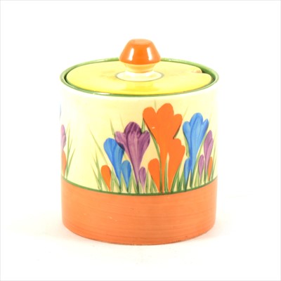 Lot 91 - Clarice Cliff, Bizarre preserve pot, Crocus...