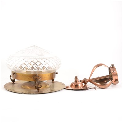 Lot 125 - A brass mounted cut glass ceiling light