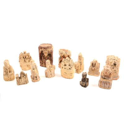 Lot 1115A - Thirteen plaster cast 'Nottingham alabaster' style figures
